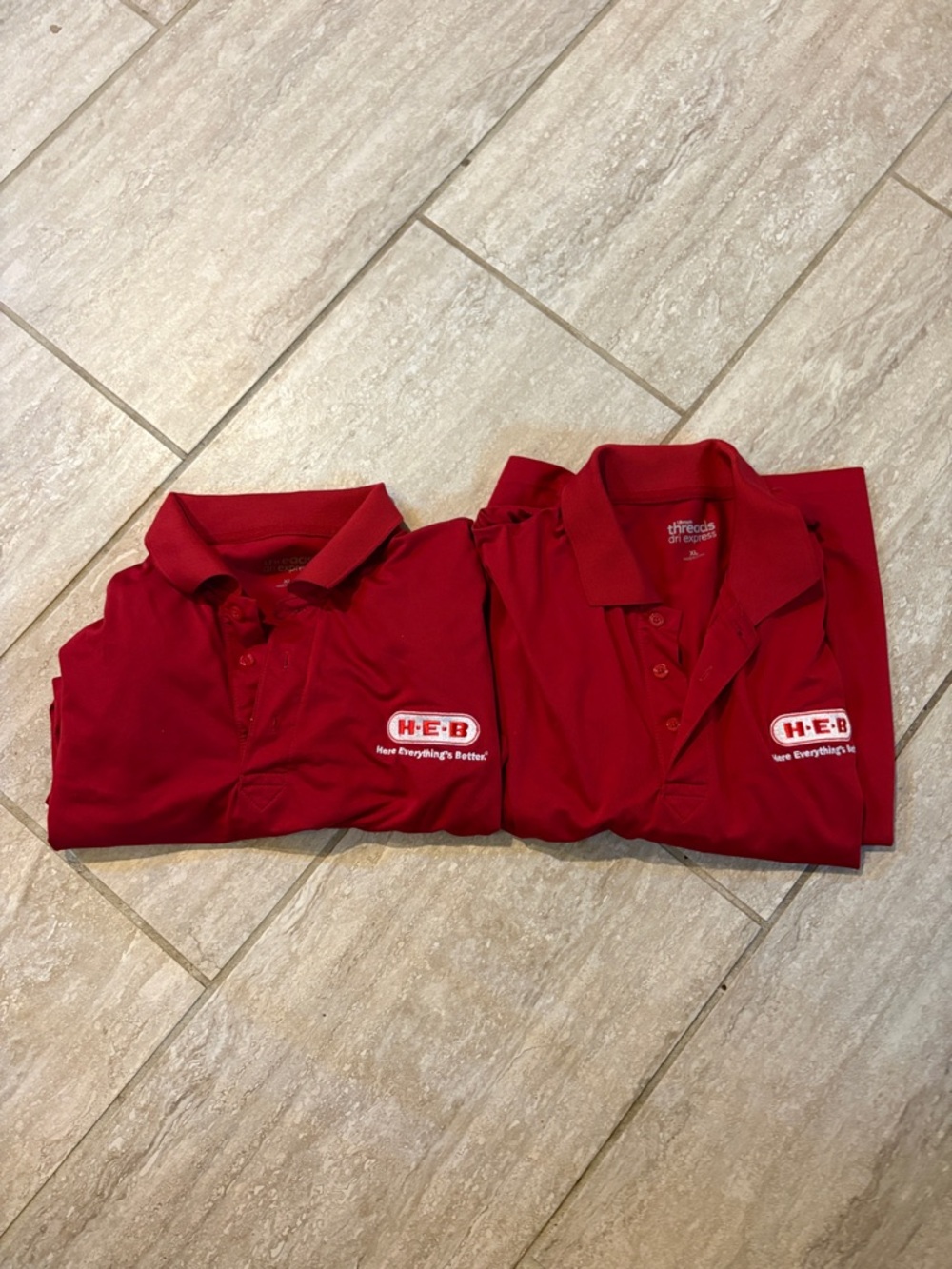 H-E-B Red Logo Polo Shirts - Lot of 2 Sz XL